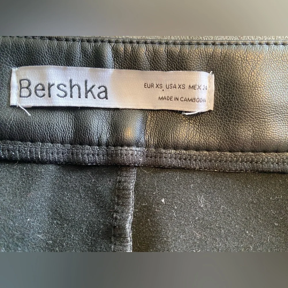 Bershka Black Flare Faux Leather Women's Pants High Rise Size XS
